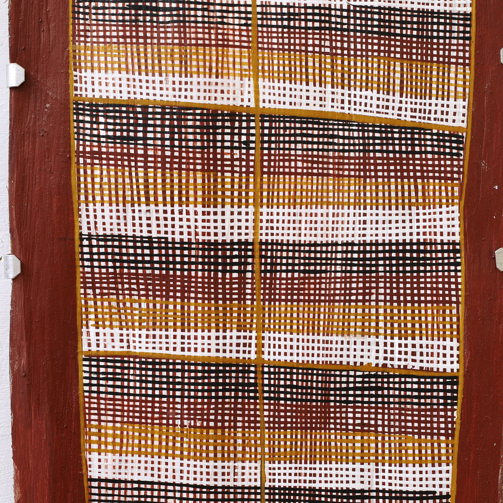Aboriginal Artwork by Seymour Wulida, Wak Wak, 101x25cm Bark Painting