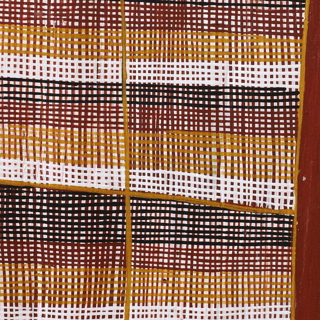 Aboriginal Artwork by Seymour Wulida, Wak Wak, 101x25cm Bark Painting