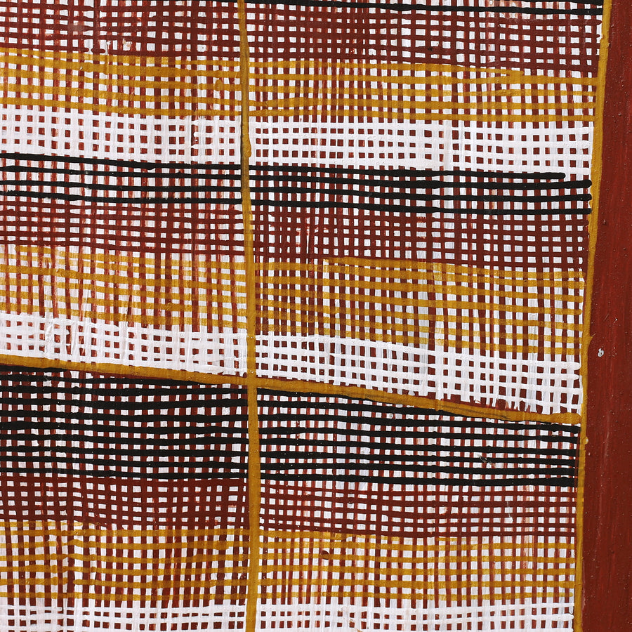 Aboriginal Artwork by Seymour Wulida, Wak Wak, 101x25cm Bark Painting