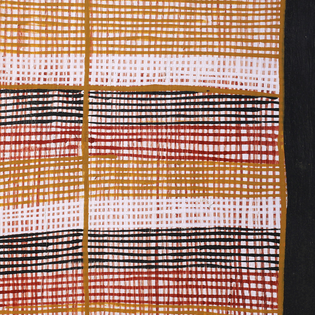 Aboriginal Artwork by Seymour Wulida, Wak Wak, 77x27cm Bark Painting