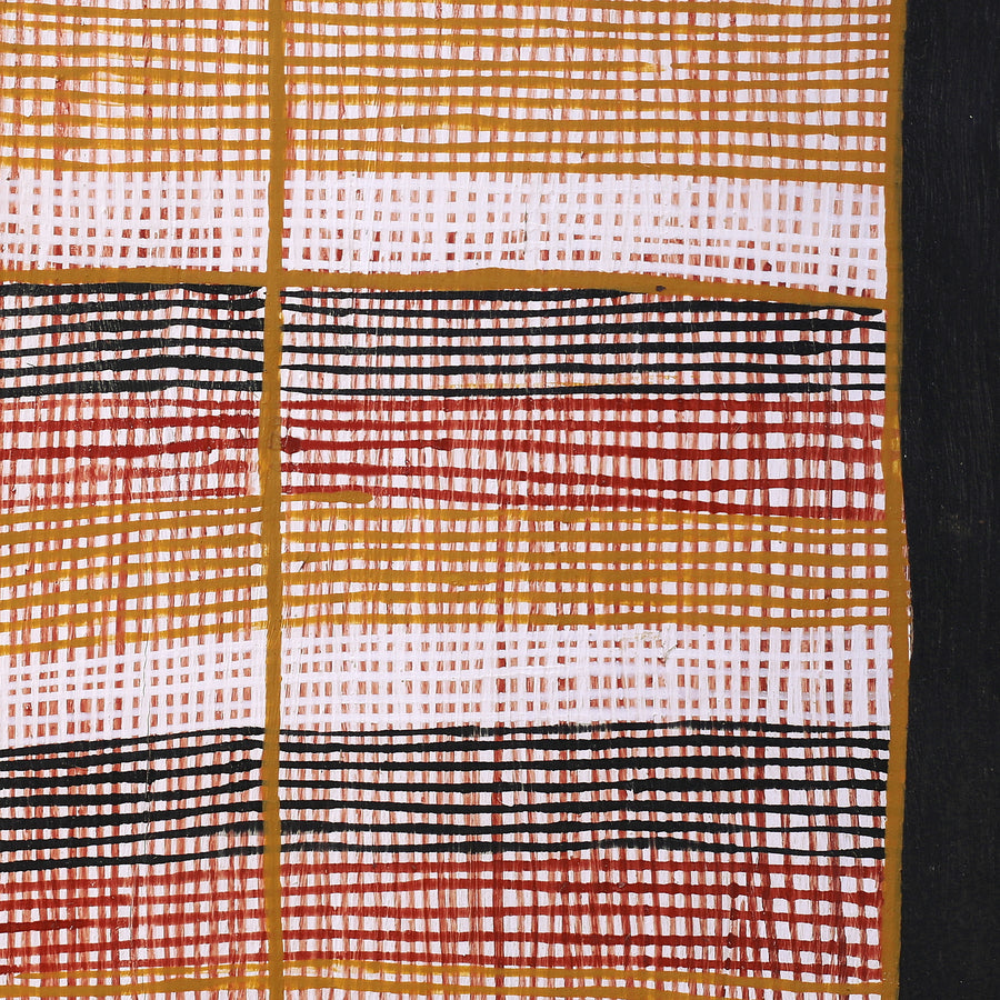 Aboriginal Artwork by Seymour Wulida, Wak Wak, 77x27cm Bark Painting