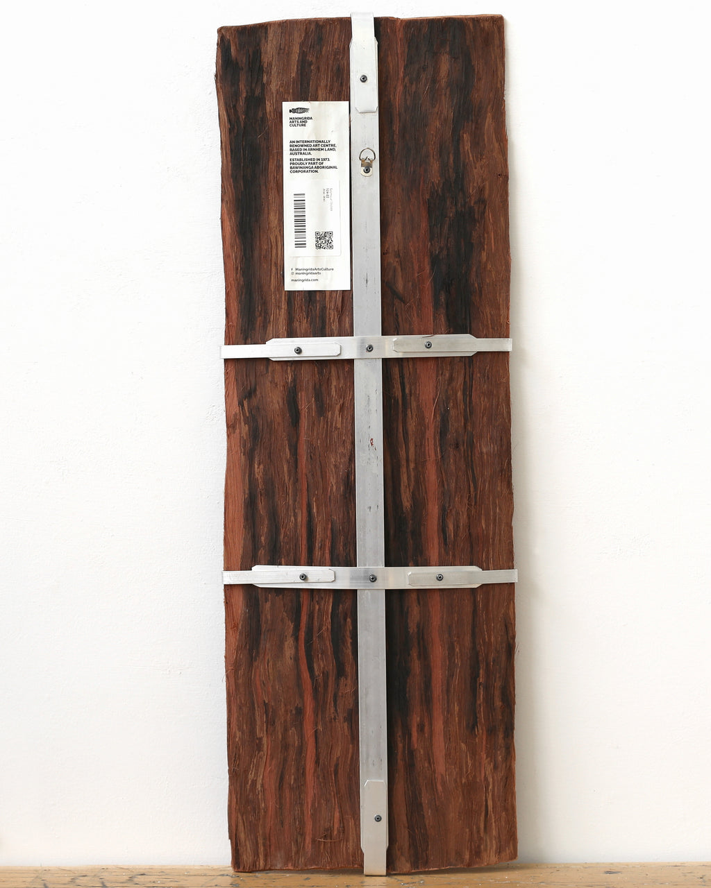 Aboriginal Artwork by Seymour Wulida, Wak Wak, 77x27cm Bark Painting