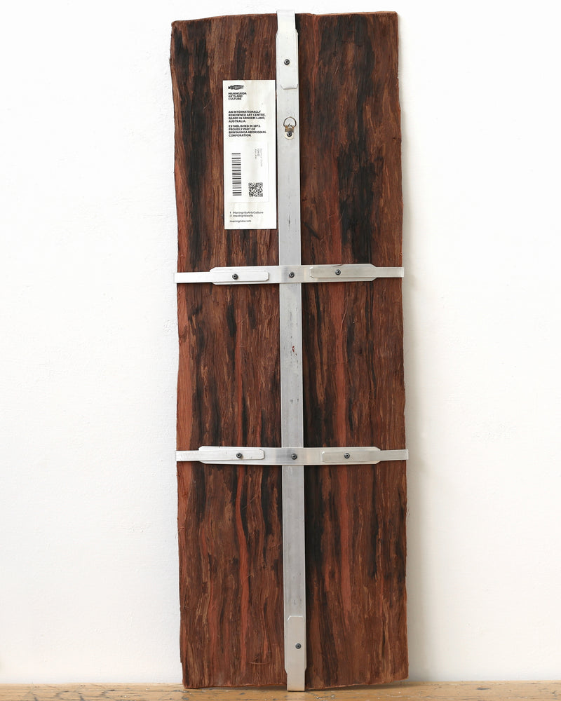 Aboriginal Artwork by Seymour Wulida, Wak Wak, 77x27cm Bark Painting