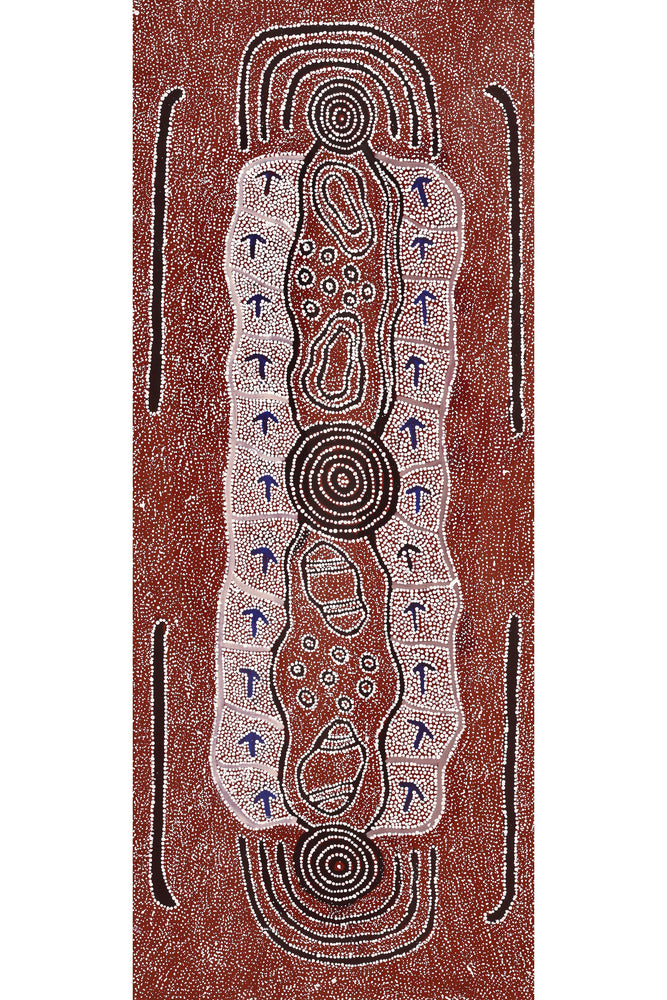 Aboriginal Artwork by Shakira Napaljarri Morris, Yarungkanyi Jukurrpa (Mt Doreen Dreaming), 152x61cm