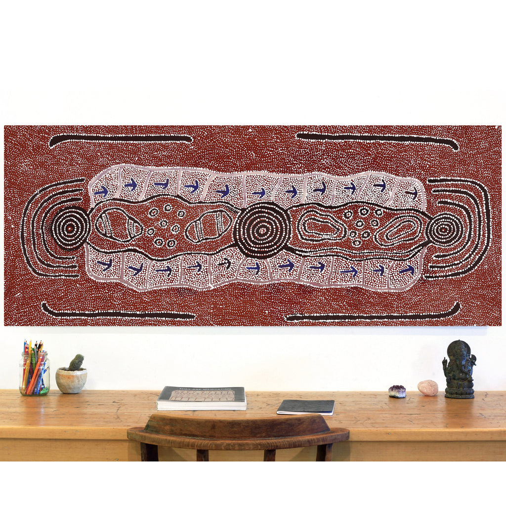 Aboriginal Artwork by Shakira Napaljarri Morris, Yarungkanyi Jukurrpa (Mt Doreen Dreaming), 152x61cm - ART ARK®