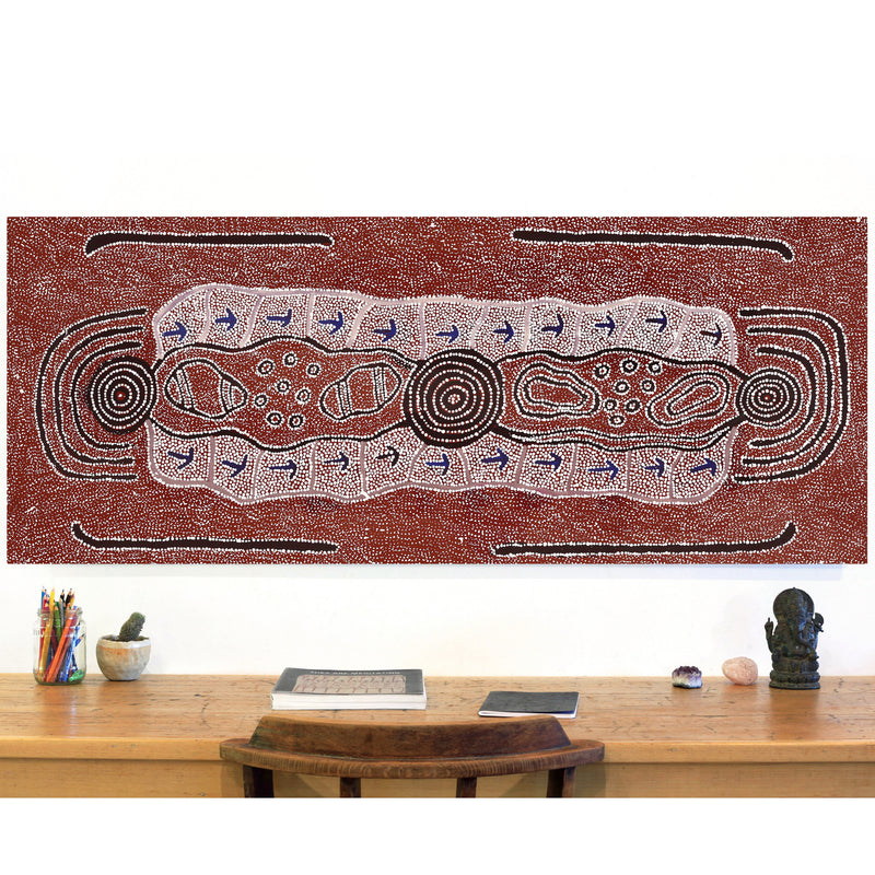 Aboriginal Artwork by Shakira Napaljarri Morris, Yarungkanyi Jukurrpa (Mt Doreen Dreaming), 152x61cm