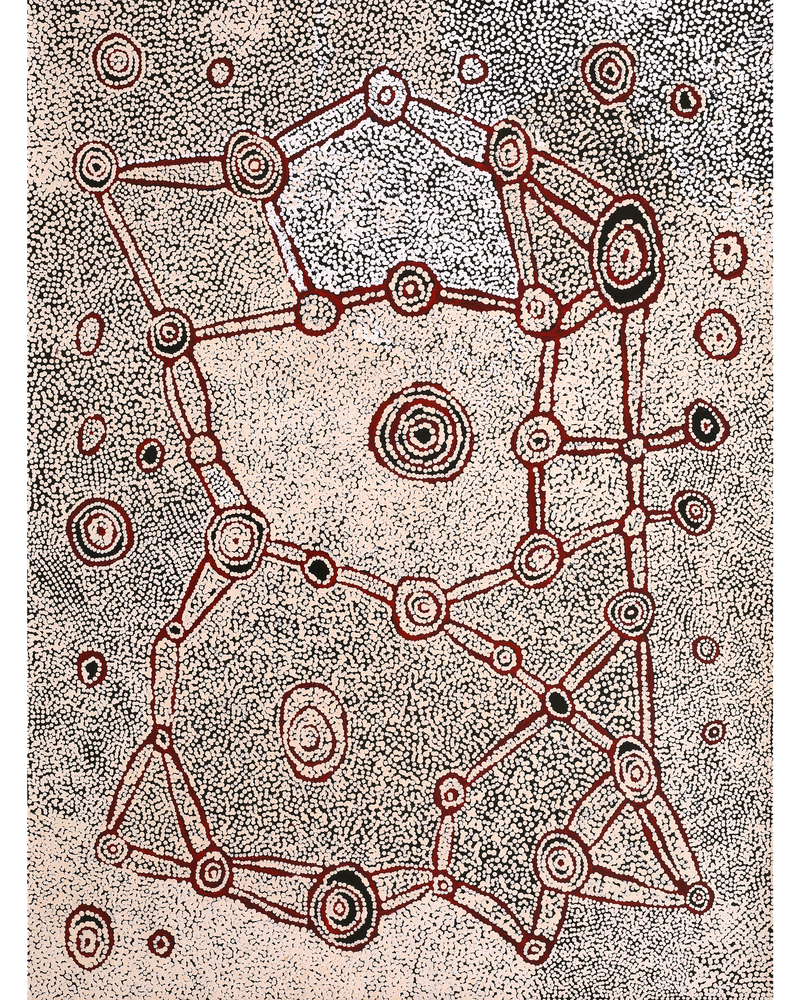 Aboriginal Artwork by Shane Jampijinpa Brown, Ngapa Jukurrpa (Water Dreaming) - Puyurru, 122x91cm