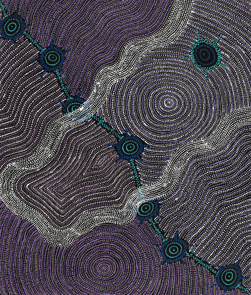 Aboriginal Artwork by Shanna Napanangka Williams, Seven Sisters Dreaming, 107x91cm