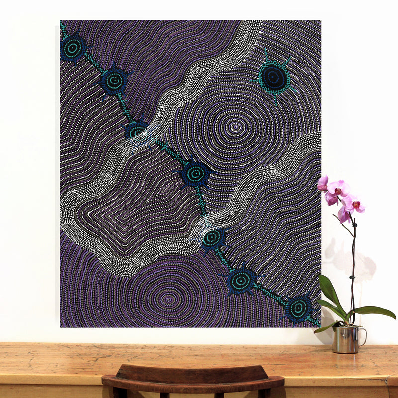 Aboriginal Artwork by Shanna Napanangka Williams, Seven Sisters Dreaming, 107x91cm