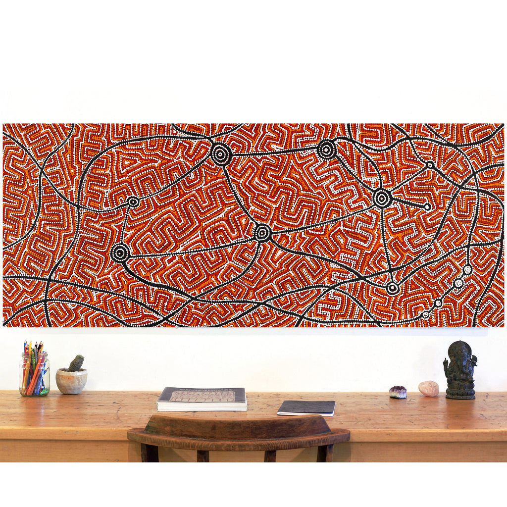 Aboriginal Artwork by Shanna Napanangka Williams, Seven Sisters Dreaming, 152x61cm