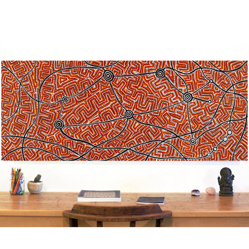 Aboriginal Artwork by Shanna Napanangka Williams, Seven Sisters Dreaming, 152x61cm
