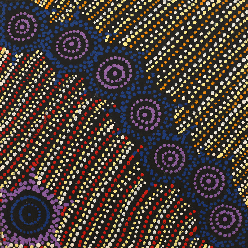 Aboriginal Artwork by Shanna Napanangka Williams, Napaljarri-Warnu Jukurrpa ( Seven Sisters Dreaming), 30x30cm