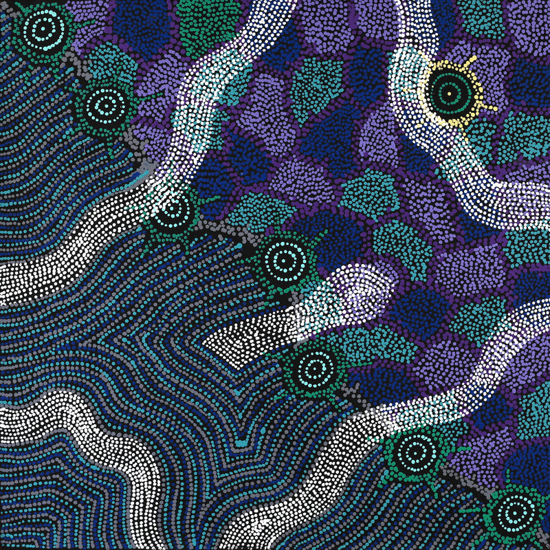 Aboriginal Artwork by Shanna Napanangka Williams, Seven Sisters Dreaming, 76x76cm