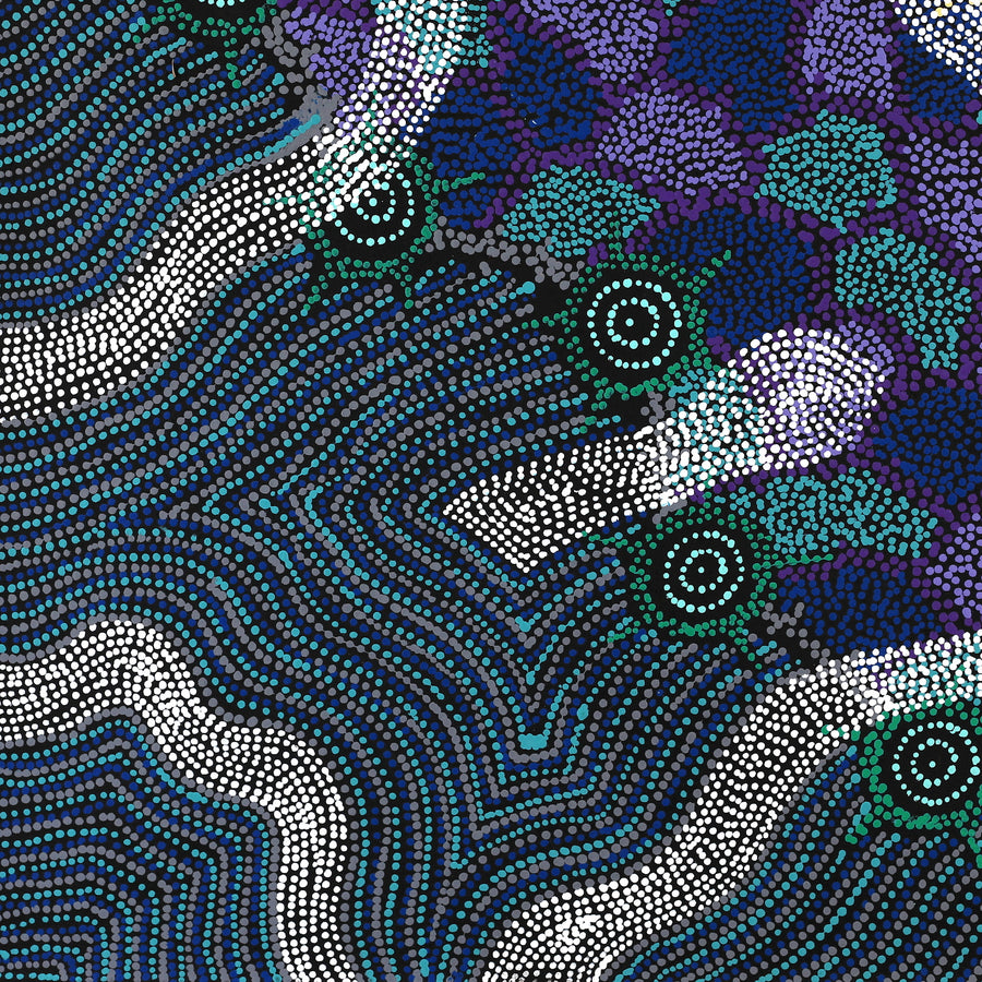 Aboriginal Artwork by Shanna Napanangka Williams, Seven Sisters Dreaming, 76x76cm