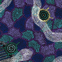 Aboriginal Artwork by Shanna Napanangka Williams, Seven Sisters Dreaming, 76x76cm