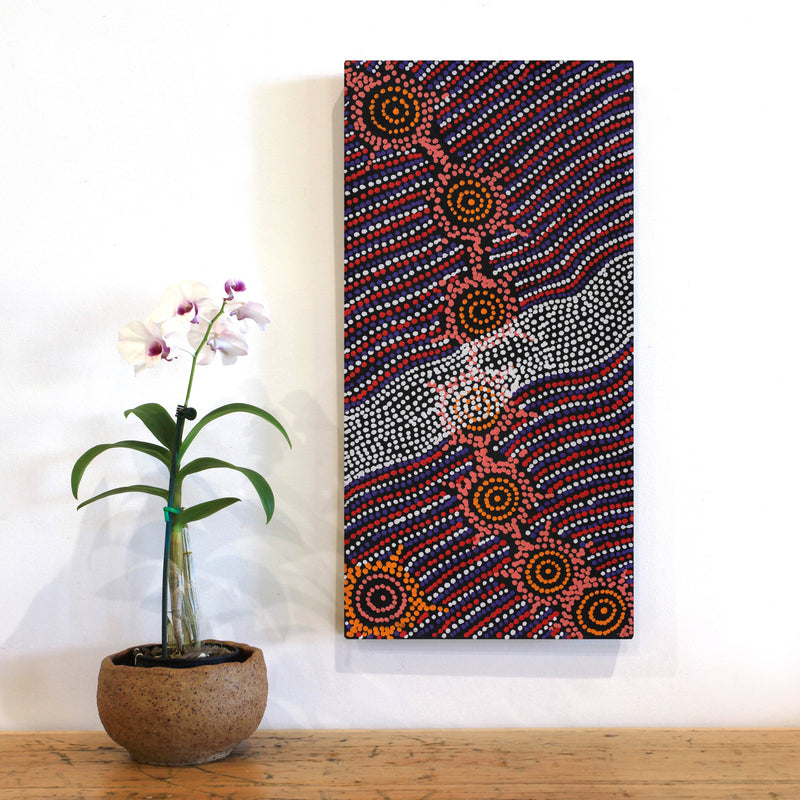 Aboriginal Artwork by Shanna Napanangka Williams, Seven Sisters Dreaming, 61x30cm