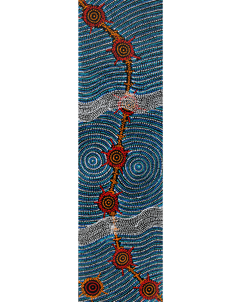 Aboriginal Artwork by Shanna Napanangka Williams, Seven Sisters Dreaming, 107x30cm