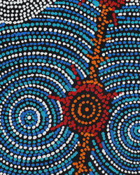 Aboriginal Artwork by Shanna Napanangka Williams, Seven Sisters Dreaming, 107x30cm