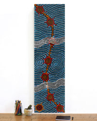 Aboriginal Artwork by Shanna Napanangka Williams, Seven Sisters Dreaming, 107x30cm