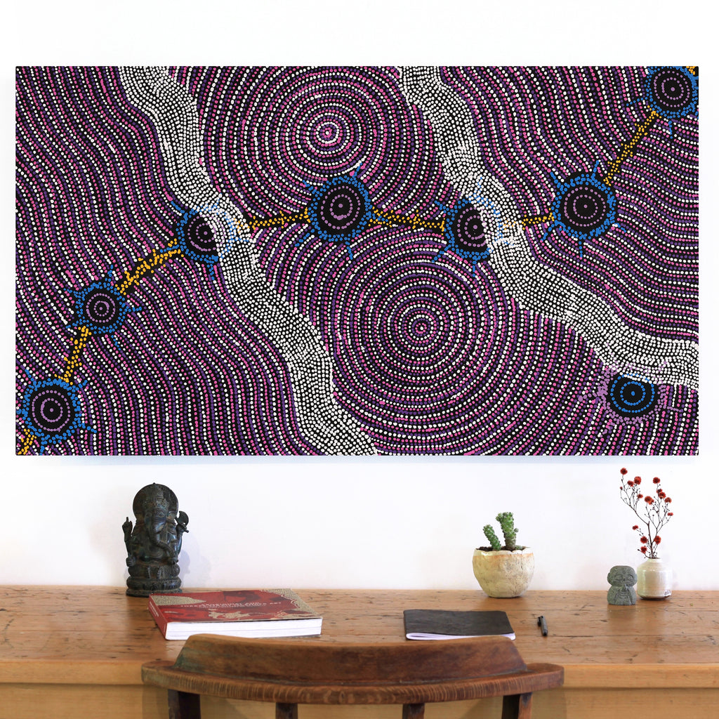 Aboriginal Artwork by Shanna Napanangka Williams, Seven Sisters Dreaming, 107x61cm