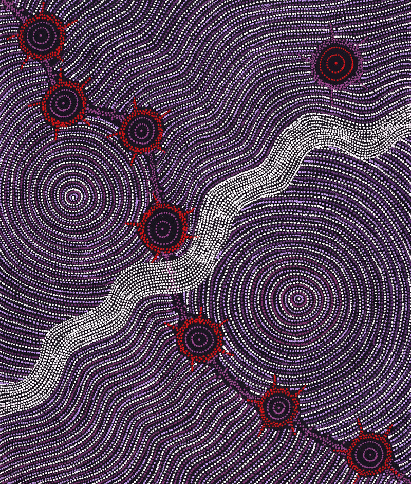 Aboriginal Artwork by Shanna Napanangka Williams, Seven Sisters Dreaming, 107x91cm