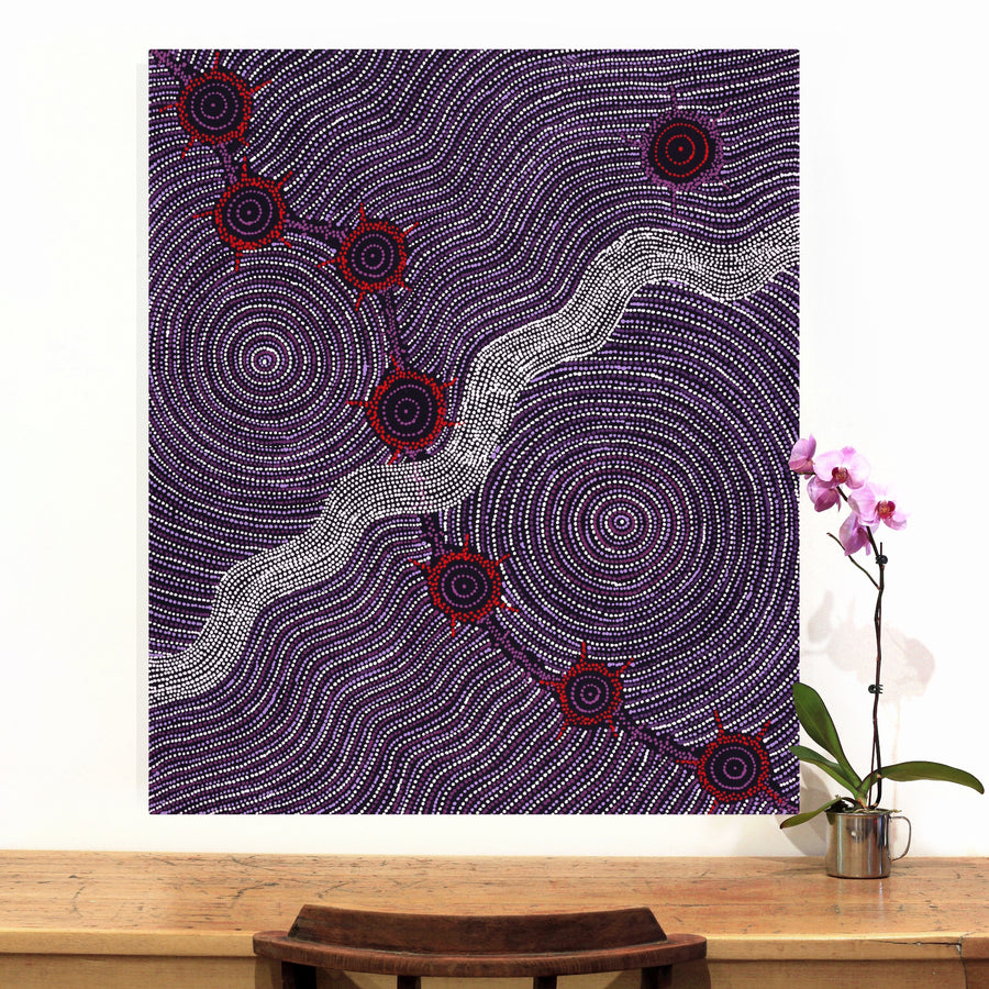 Aboriginal Artwork by Shanna Napanangka Williams, Seven Sisters Dreaming, 107x91cm