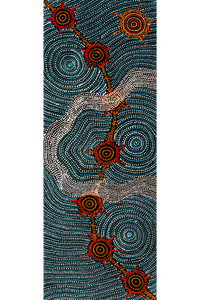 Aboriginal Artwork by Shanna Napanangka Williams, Seven Sisters Dreaming, 122x46cm