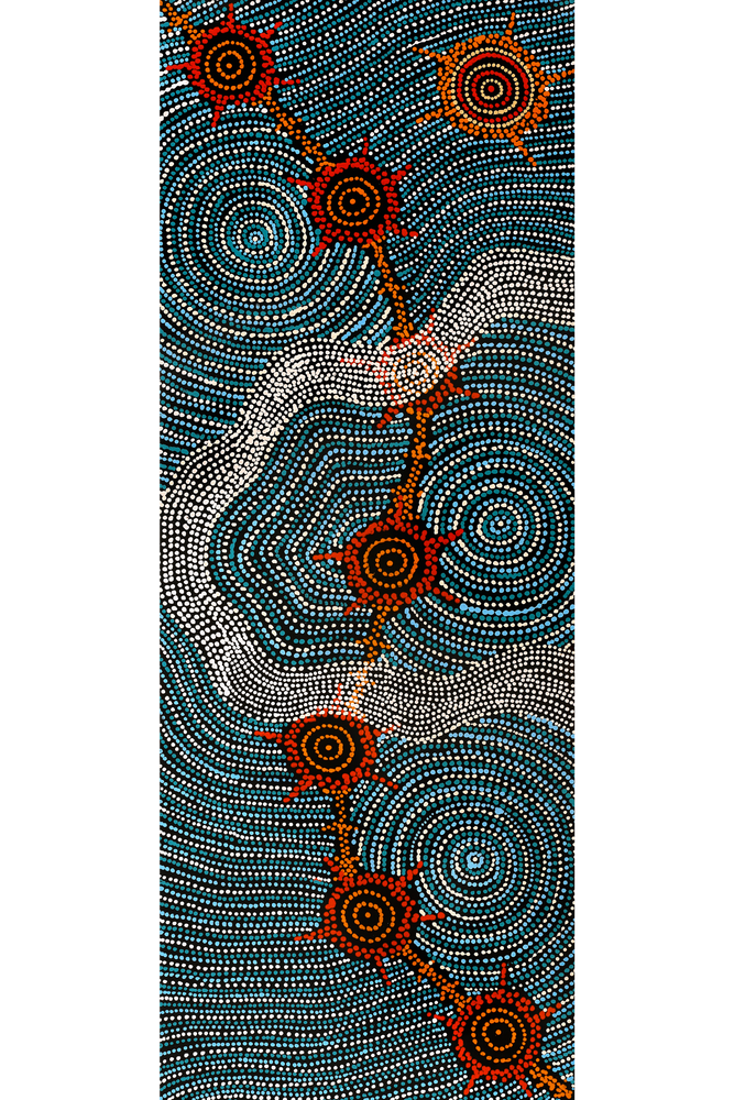 Aboriginal Artwork by Shanna Napanangka Williams, Seven Sisters Dreaming, 122x46cm