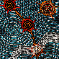 Aboriginal Artwork by Shanna Napanangka Williams, Seven Sisters Dreaming, 122x46cm