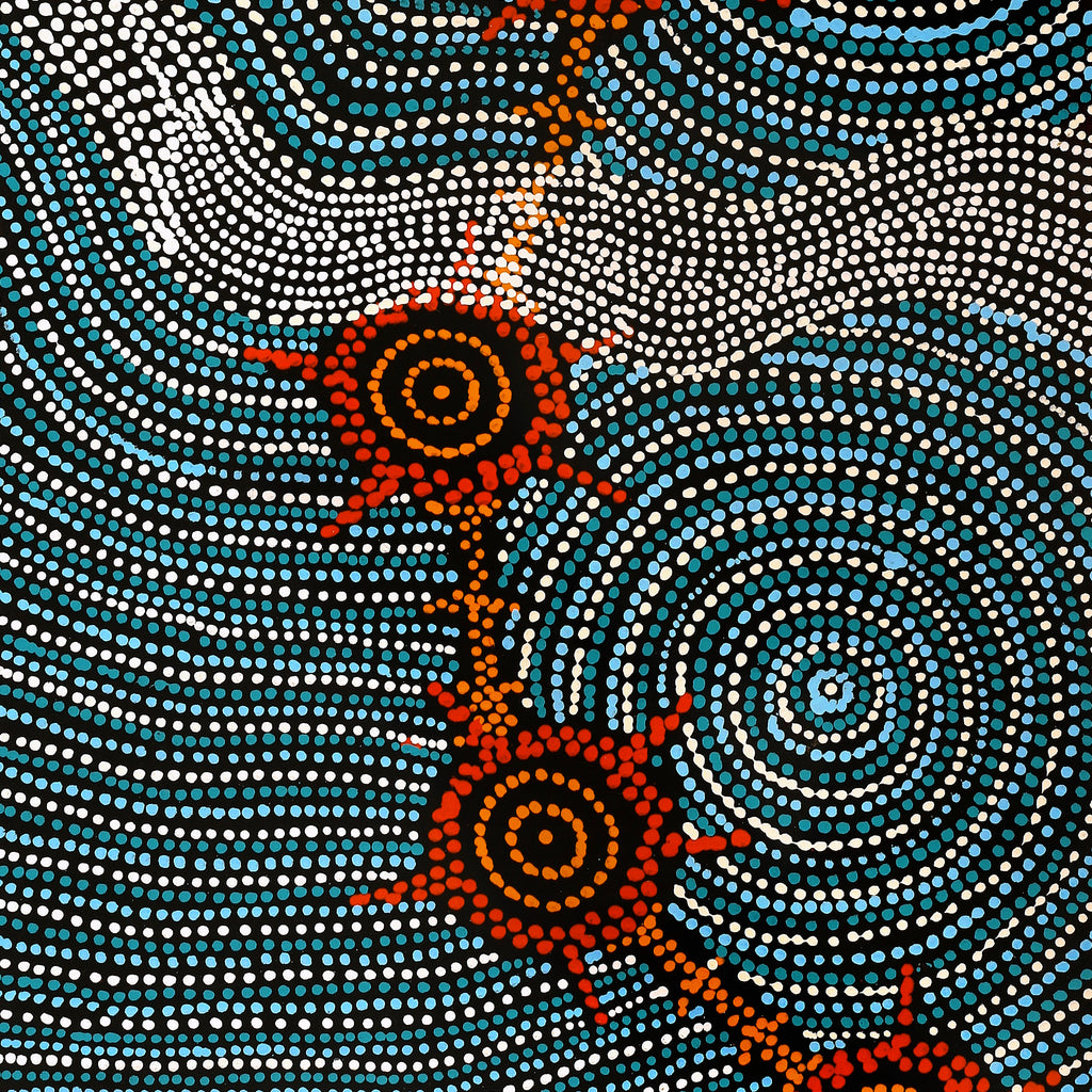 Aboriginal Artwork by Shanna Napanangka Williams, Seven Sisters Dreaming, 122x46cm