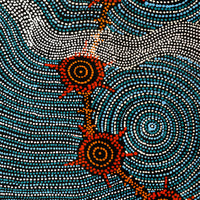 Aboriginal Artwork by Shanna Napanangka Williams, Seven Sisters Dreaming, 122x46cm