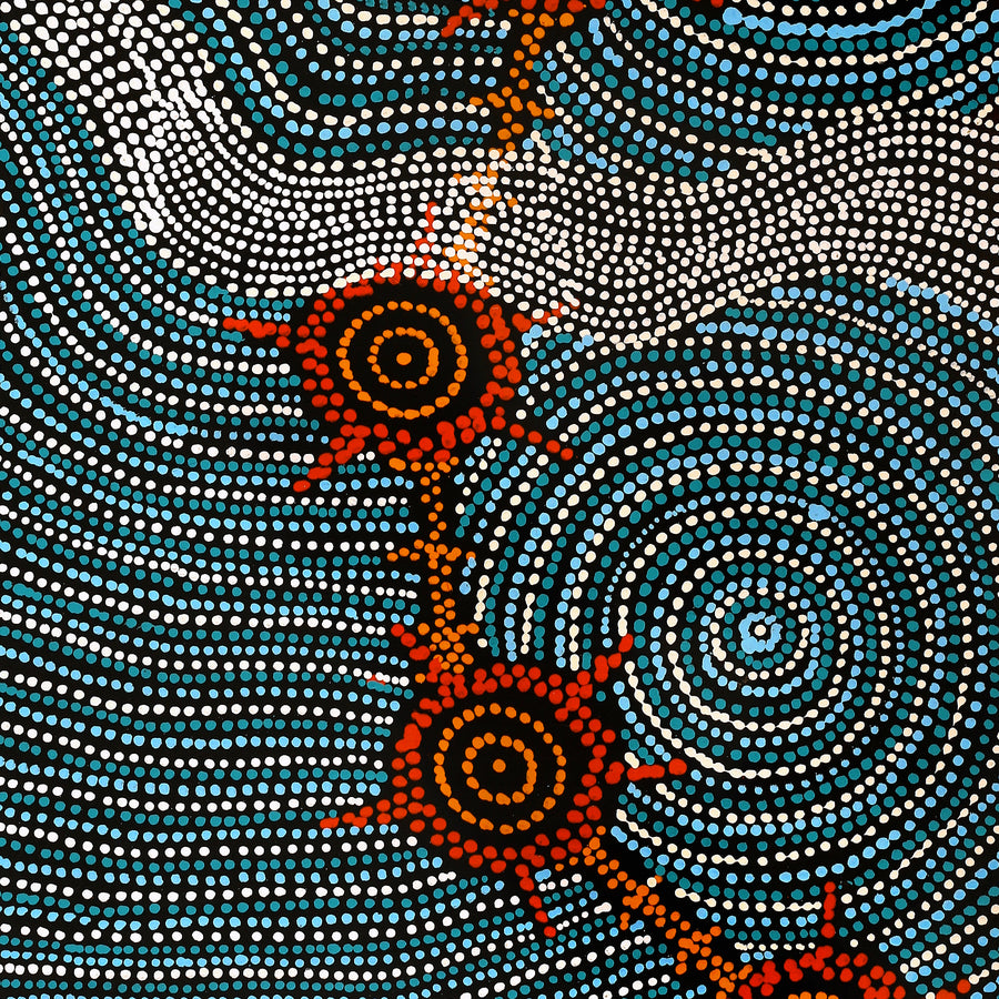 Aboriginal Artwork by Shanna Napanangka Williams, Seven Sisters Dreaming, 122x46cm