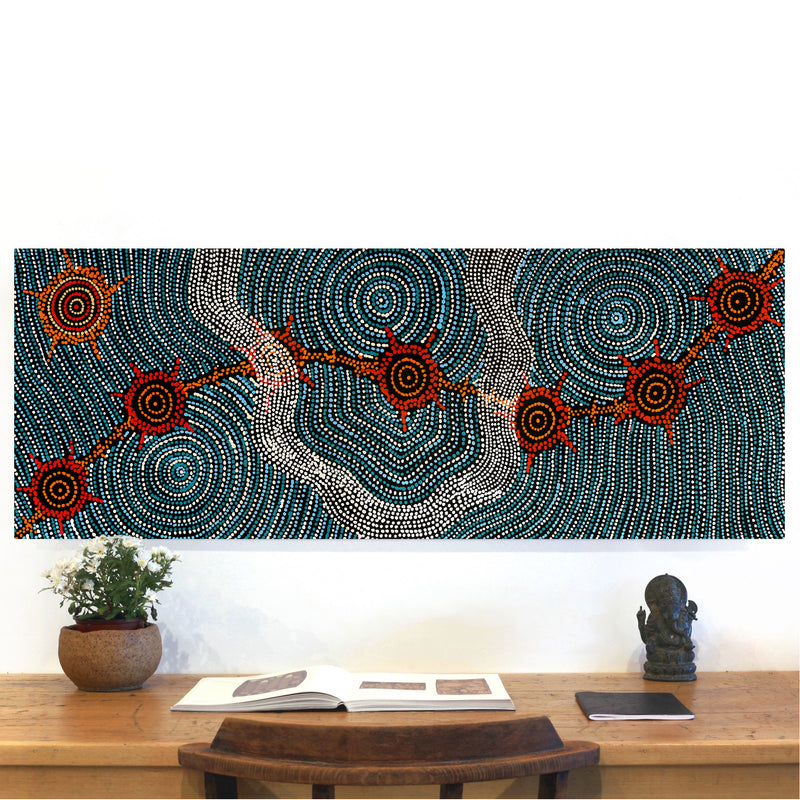 Aboriginal Artwork by Shanna Napanangka Williams, Seven Sisters Dreaming, 122x46cm