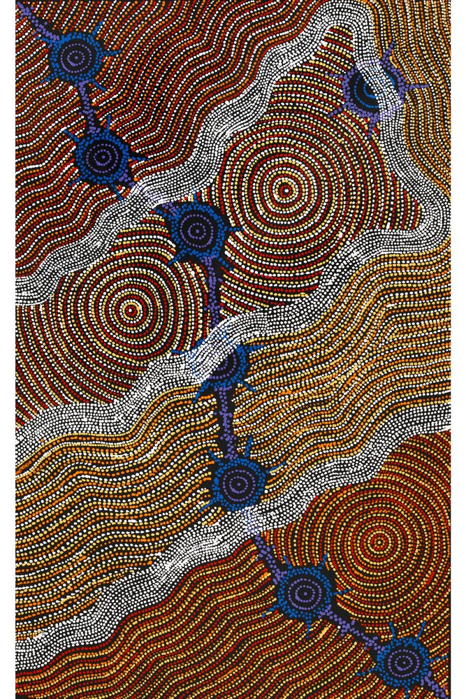 Aboriginal Artwork by Shanna Napanangka Williams, Seven Sisters Dreaming, 122x76cm