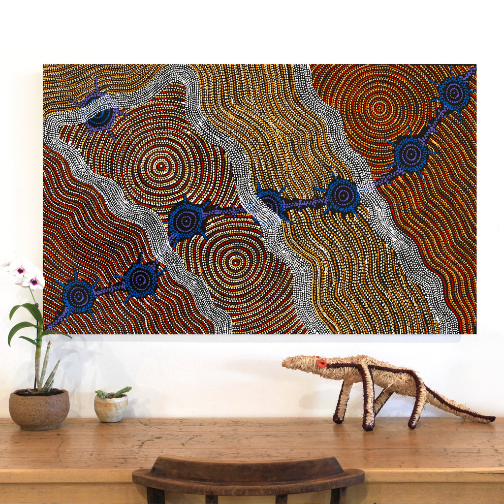 Aboriginal Artwork by Shanna Napanangka Williams, Seven Sisters Dreaming, 122x76cm