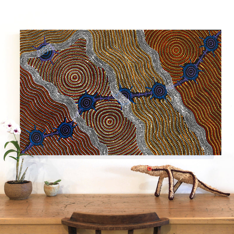 Aboriginal Artwork by Shanna Napanangka Williams, Seven Sisters Dreaming, 122x76cm