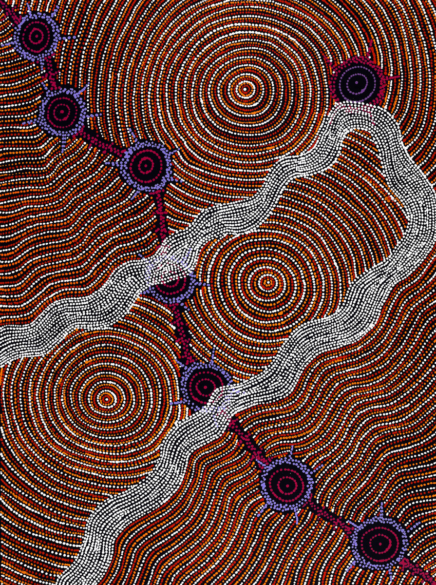 Aboriginal Art by Shanna Napanangka Williams, Seven Sisters Dreaming, 122x91cm - ART ARK®