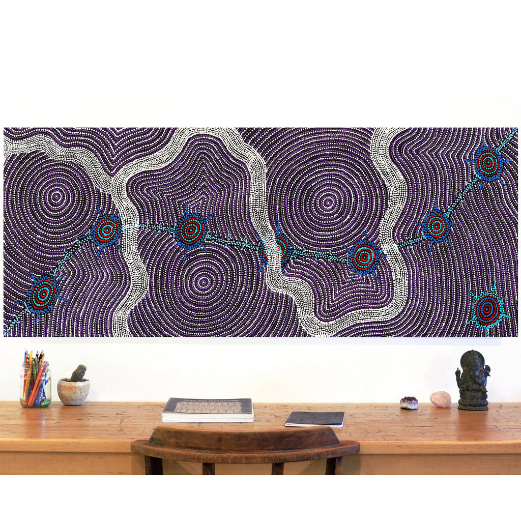 Aboriginal Artwork by Shanna Napanangka Williams, Seven Sisters Dreaming, 152x61cm