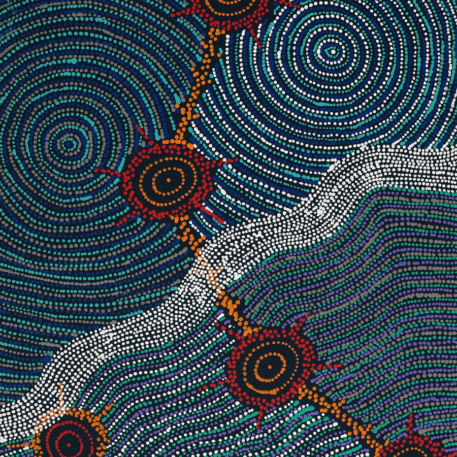 Aboriginal Artwork by Shanna Napanangka Williams, Seven Sisters Dreaming, 152x61cm