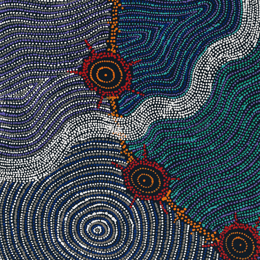 Aboriginal Artwork by Shanna Napanangka Williams, Seven Sisters Dreaming, 152x61cm