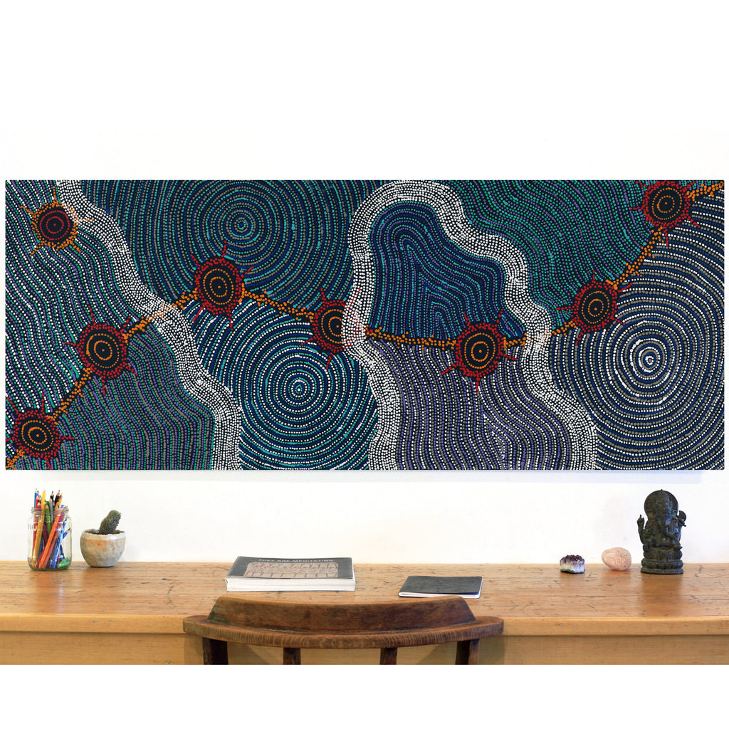 Aboriginal Artwork by Shanna Napanangka Williams, Seven Sisters Dreaming, 152x61cm
