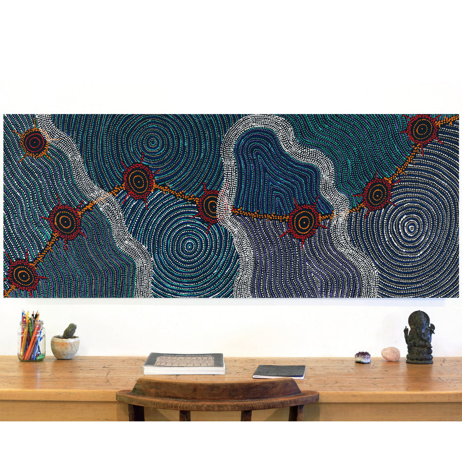 Aboriginal Artwork by Shanna Napanangka Williams, Seven Sisters Dreaming, 152x61cm