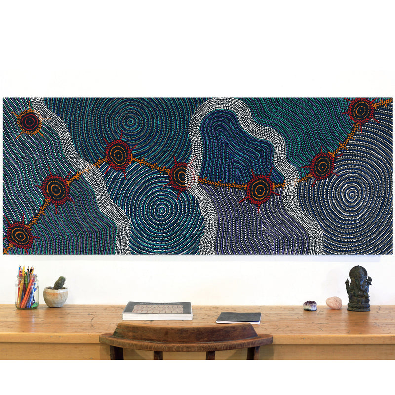 Aboriginal Artwork by Shanna Napanangka Williams, Seven Sisters Dreaming, 152x61cm