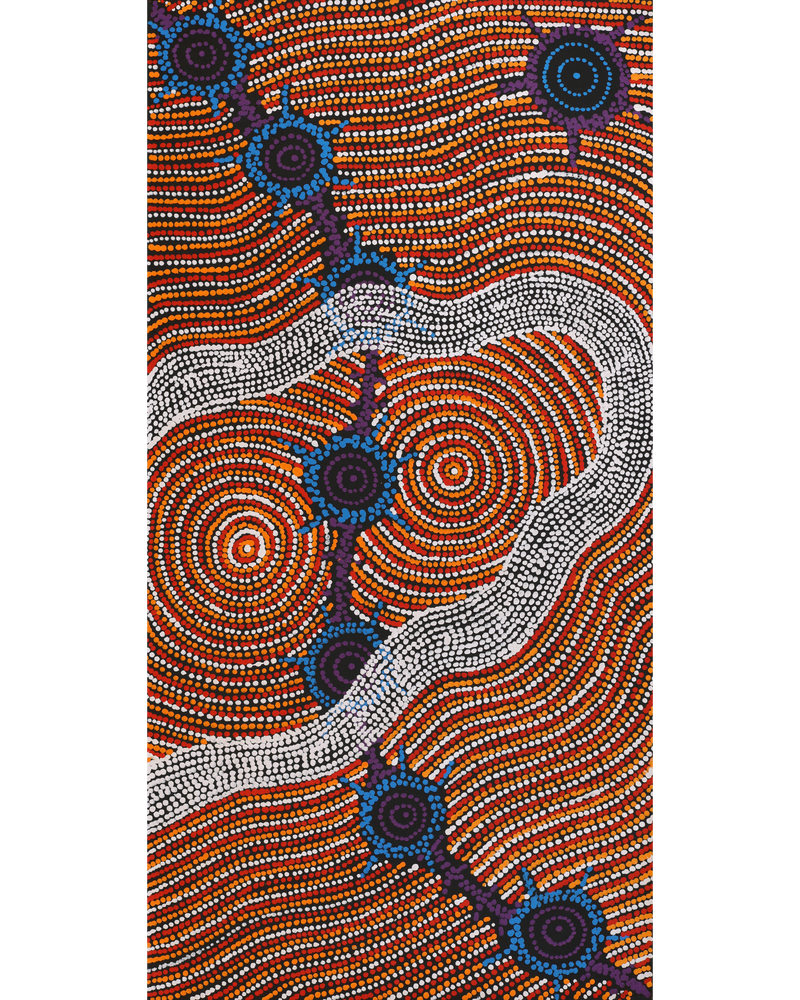 Aboriginal Artwork by Shanna Napanangka Williams, Seven Sisters Dreaming, 91x46cm