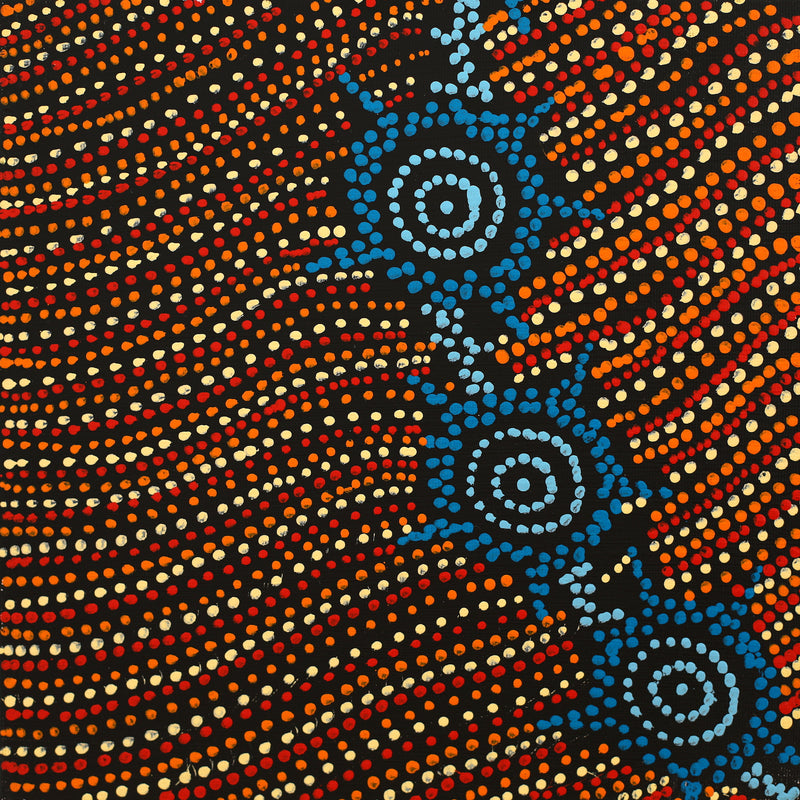 Aboriginal Artwork by Shanna Napanangka Williams, Napaljarri-Warnu Jukurrpa ( Seven Sisters Dreaming), 30x30cm