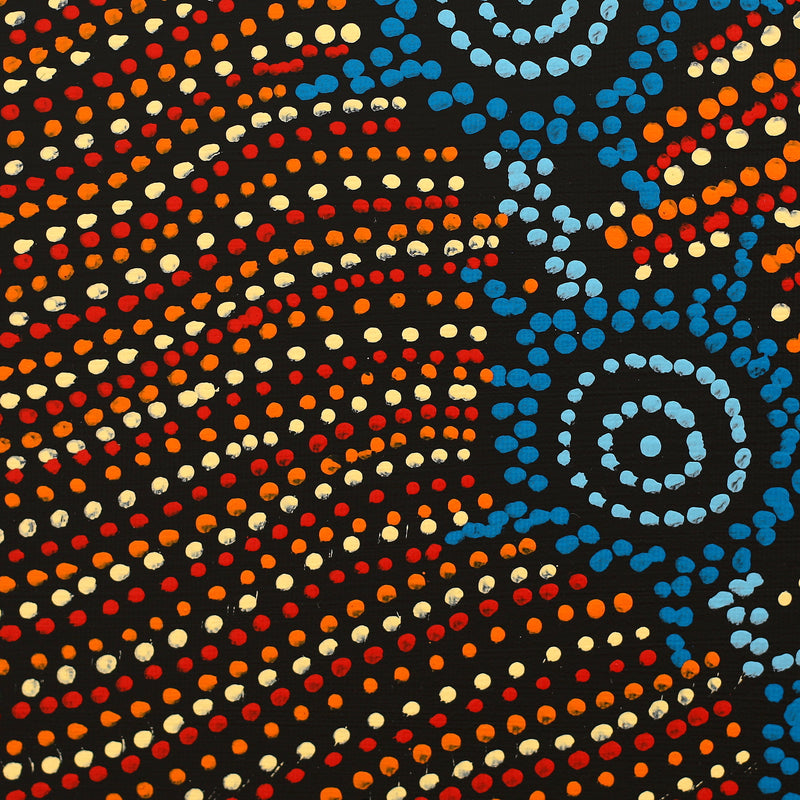 Aboriginal Artwork by Shanna Napanangka Williams, Napaljarri-Warnu Jukurrpa ( Seven Sisters Dreaming), 30x30cm