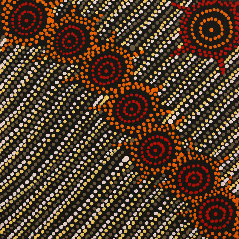Aboriginal Artwork by Shanna Napanangka Williams, Napaljarri-Warnu Jukurrpa ( Seven Sisters Dreaming), 30x30cm