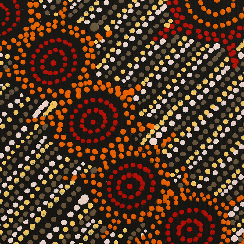 Aboriginal Artwork by Shanna Napanangka Williams, Napaljarri-Warnu Jukurrpa ( Seven Sisters Dreaming), 30x30cm
