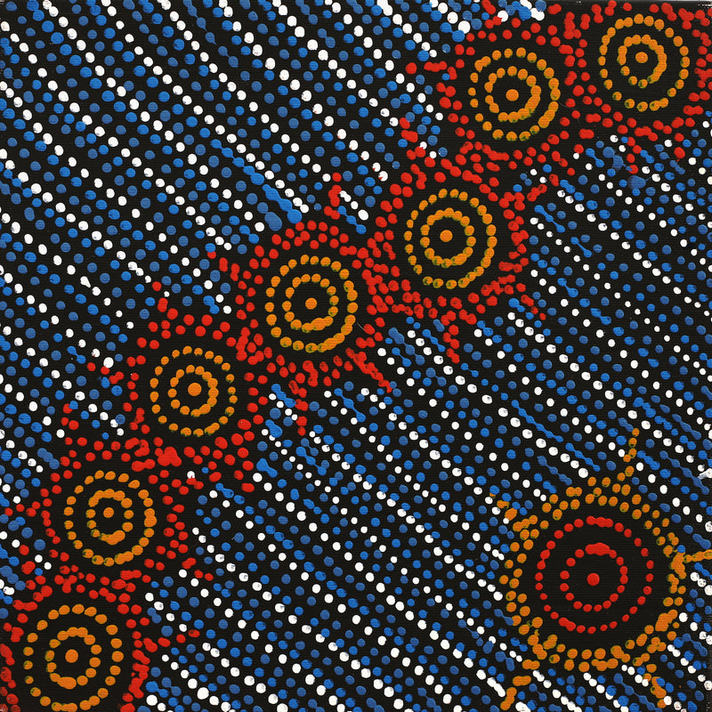 Aboriginal Artwork by Shanna Napanangka Williams, Napaljarri-Warnu Jukurrpa ( Seven Sisters Dreaming), 30x30cm