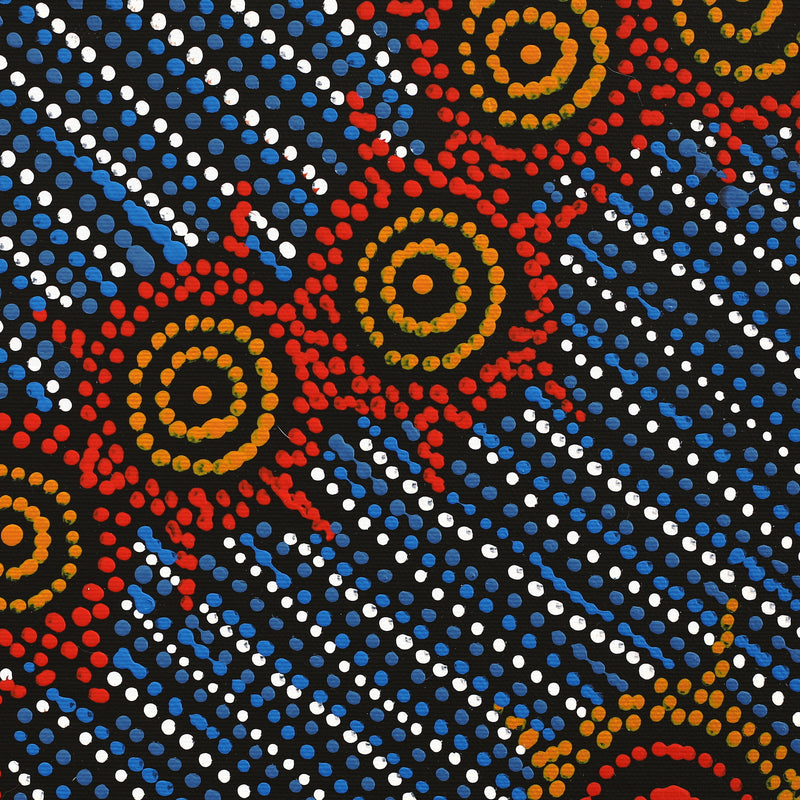Aboriginal Artwork by Shanna Napanangka Williams, Napaljarri-Warnu Jukurrpa ( Seven Sisters Dreaming), 30x30cm